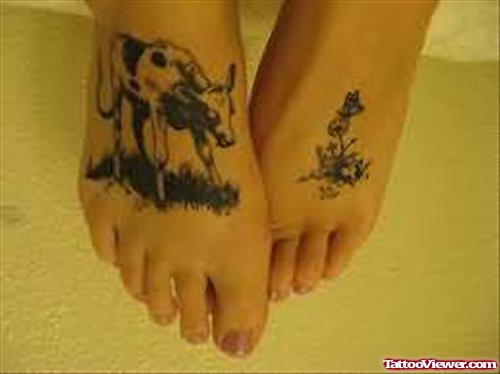 Bull Tattoo design On Foot