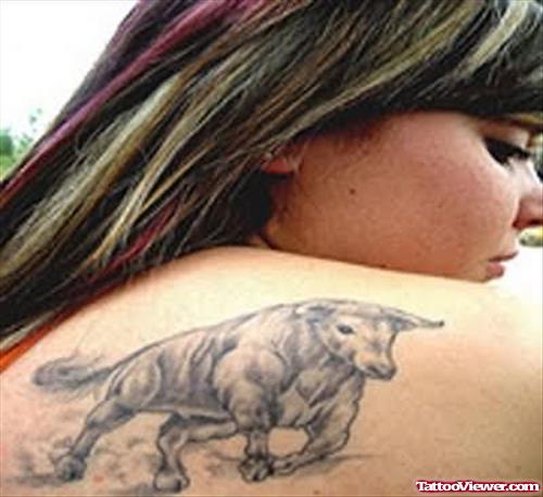 Bull Tattoo Design On Back For Women