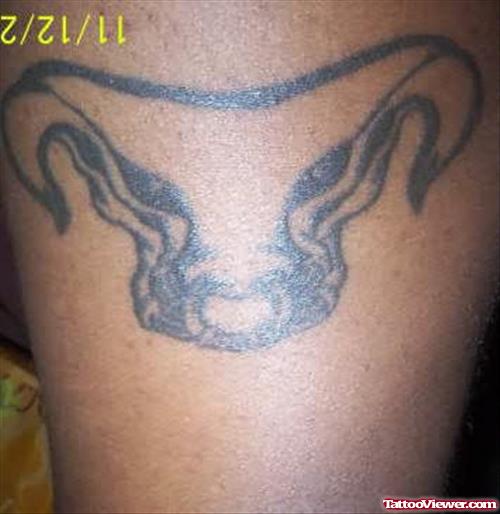 Bull Head Tattoo On Shoulder