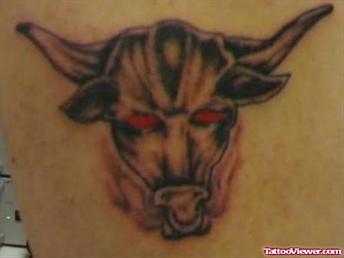 Angry Red Eyed Bull Tattoo