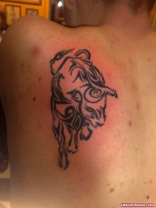 Tribal Black Bull Tattoo On Back