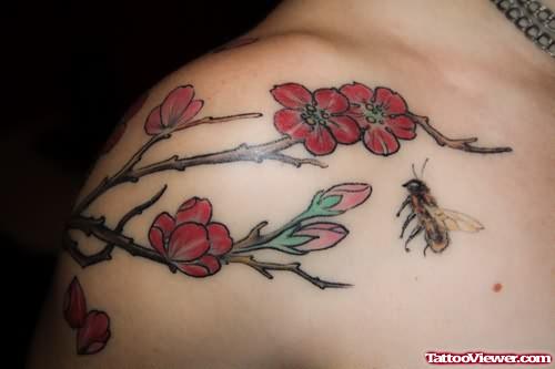 Bumblebee On Flowers Tattoo