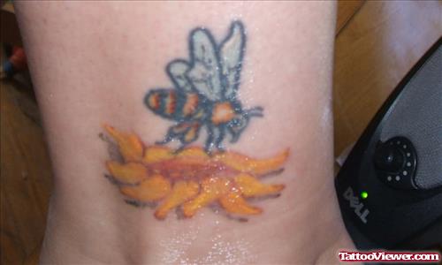 Bumblebee On Flower Tattoo