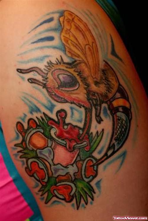 Cute Colourful Bumblebee Tattoo By Tattoostime
