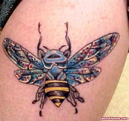 Big Bumblebee Tattoo On Muscles