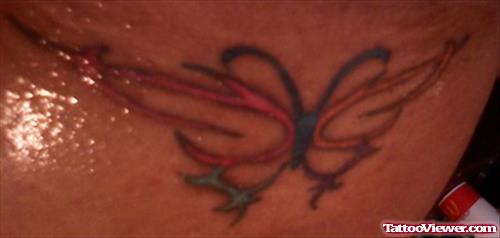 Red And Blue Ink Butterfly Tattoo