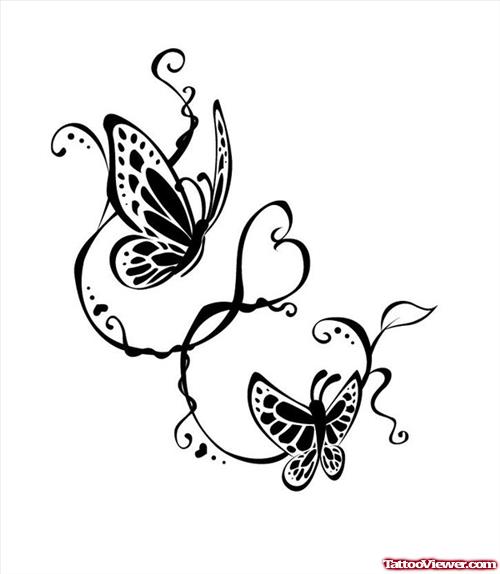 Flying Black Butterflies Tattoos Designs
