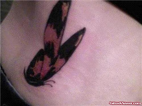 Red And Black Ink Butterfly Tattoo