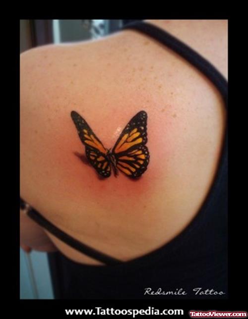 Left Back Shoulder Butterfly Tattoo