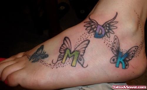 Butterflies Tattoos On Left Foot