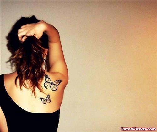 Right Back SHoulder Butterfly Tattoos For Girls