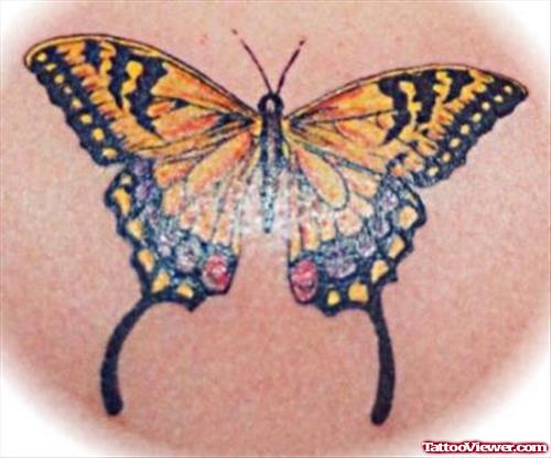 Yellow Ink Butterfly Tattoo
