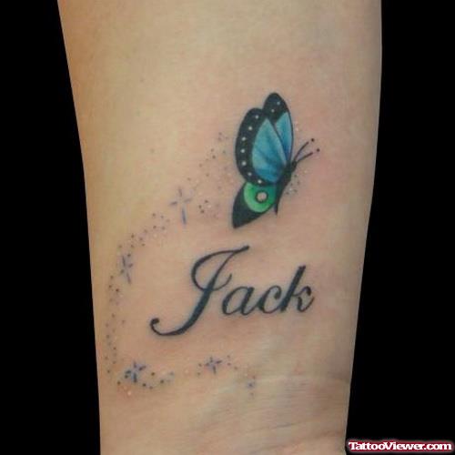 Cute Blue Butterfly Tattoo