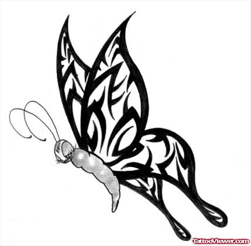 Unique Black Butterfly Tattoo Design