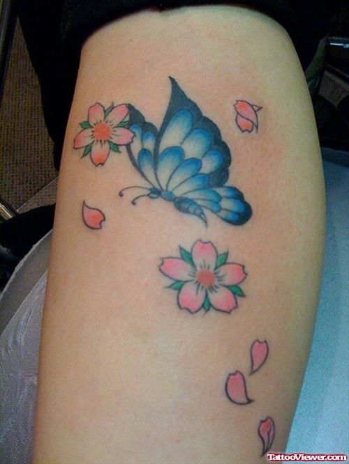 Flowers And Butterfly Tattoo