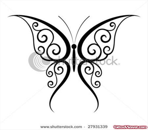 Beautiful Tribal Butterfly Tattoo Design