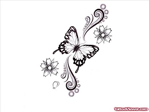 Swirl Butterfly Tattoo Design