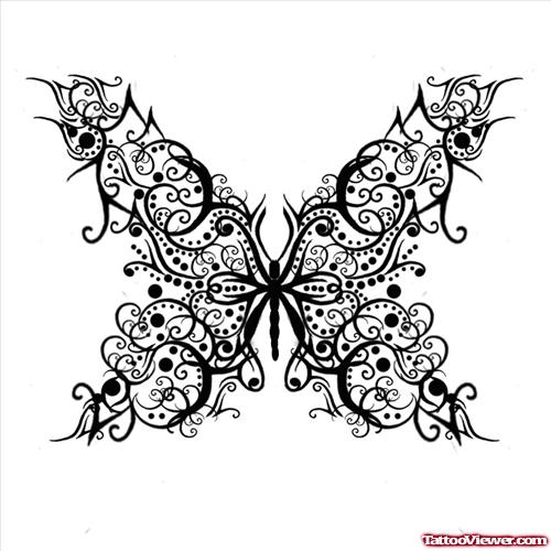 Open Wings Butterfly Tattoo Design