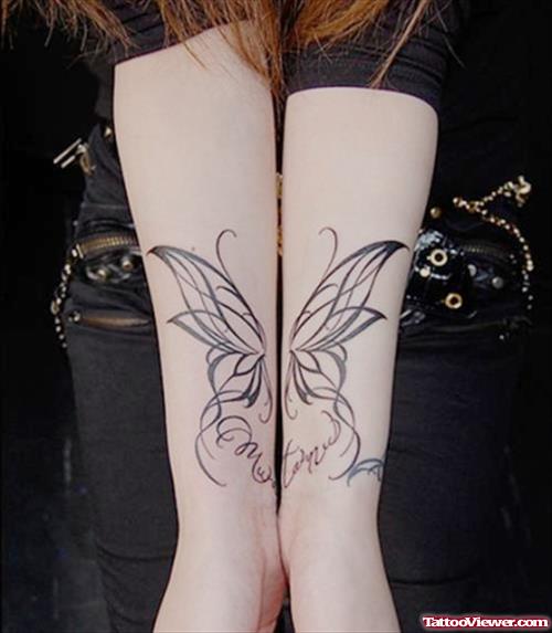 Tribal Butterfly Tattoos On Arms