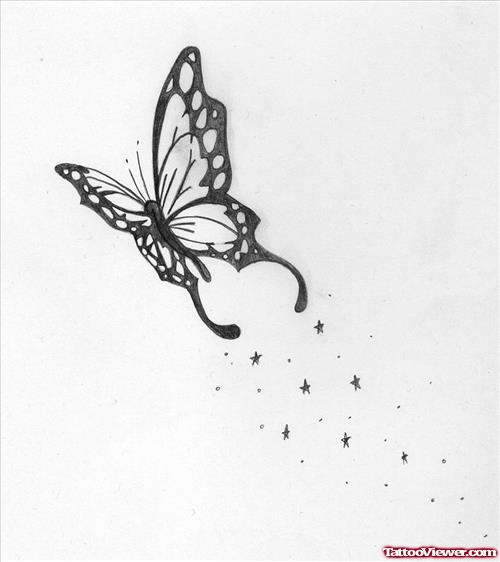 Flying Butterfly Tattoo Design