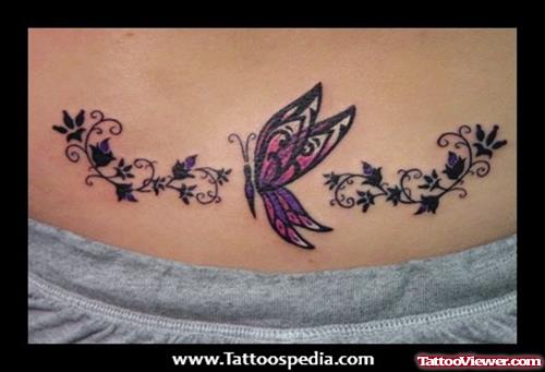 Awful Colored Butterfly Tattoo On Lowerback