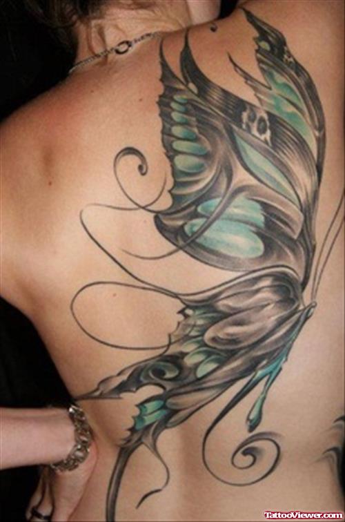 Wonderful Large Butterfly Tattoo On Back