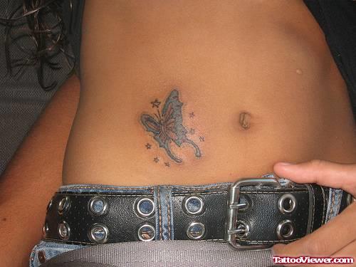 Unique Colored Butterfly Tattoo On Hip