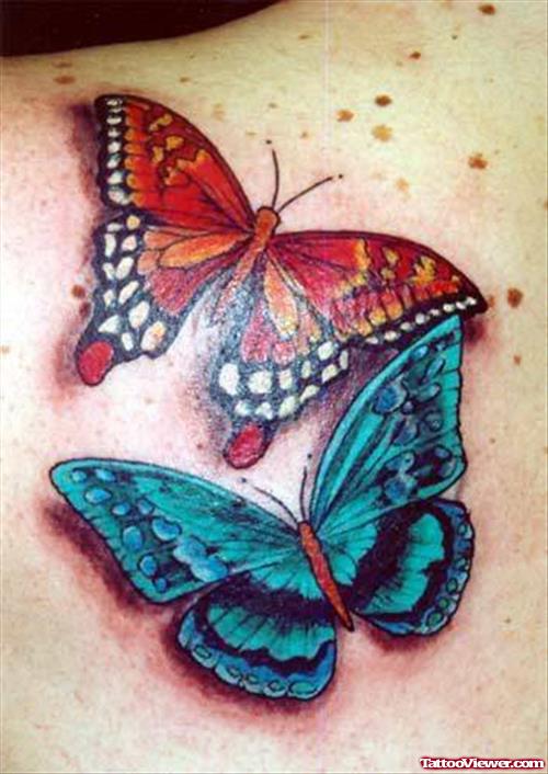 Red And Blue Butterfly Tattoos