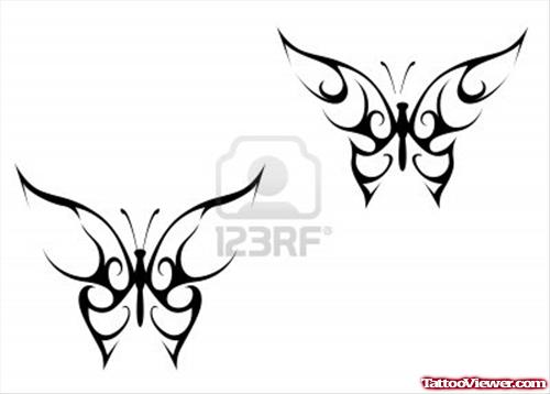 Black Ink Butterfly Tattoos Designs