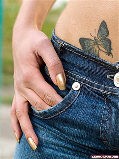 Attractive Butterfly Tattoo On Hip