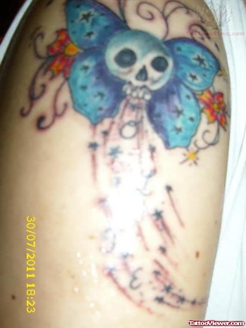Skull Blue Butterfly Tattoo