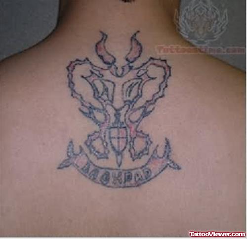 Flaming Butterfly Tattoo On Upperback