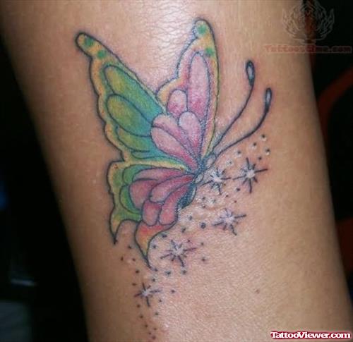 Color Ink Butterfly Tattoo