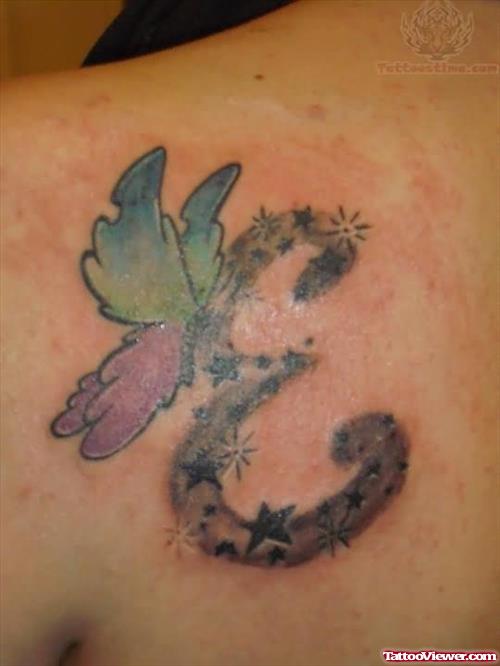Butterfly And E Tattoo On Shoulder