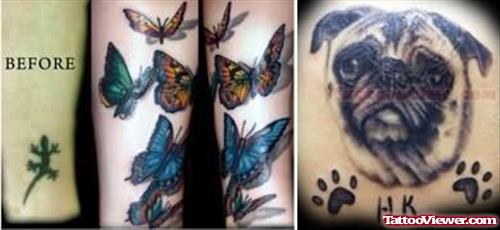 Lizard Butterflies And Dog Tattoo