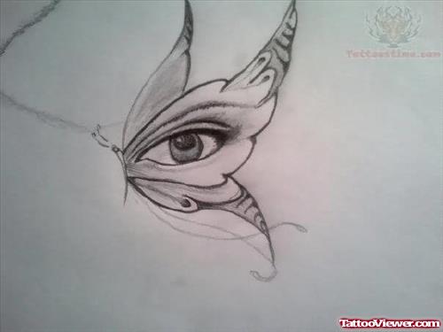 Grey Ink Butterfly Tattoo Design