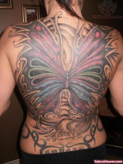 Color Butterflies Tattoos On Back