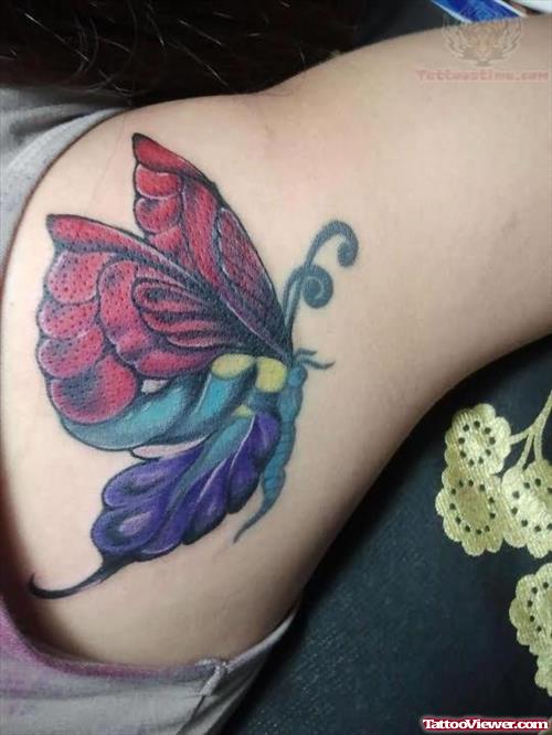 Beautiful Color Ink Butterfly Tattoo