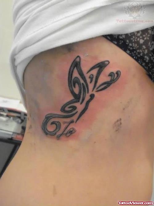 Butterfly Tattoo On Girl Side Rib
