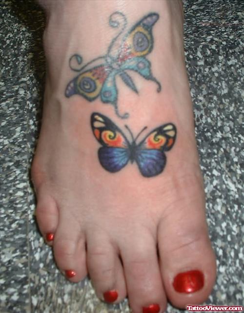 Butterflies Tattoos On Foot