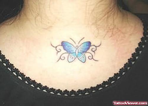 Small Size Butterfly Tattoo On Chest