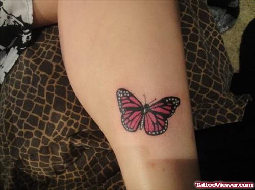 Red Butterfly Tattoo On Leg