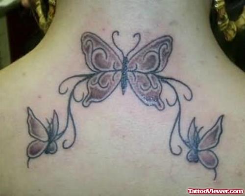 Butterfly Tattoo Design On Back For Men
