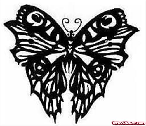Amazing Black Butterfly Tattoo Sample