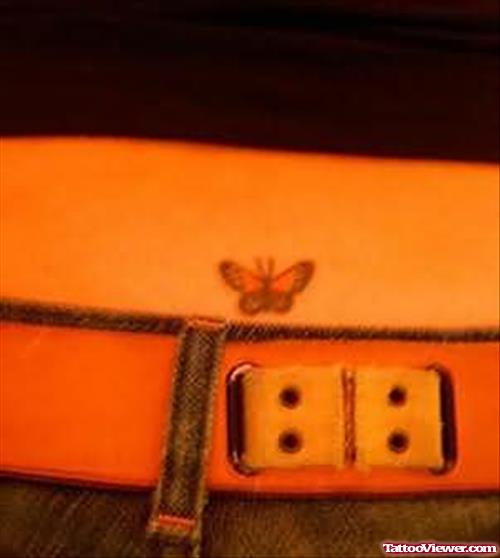 Tiny Butterfly Tattoo On Waist