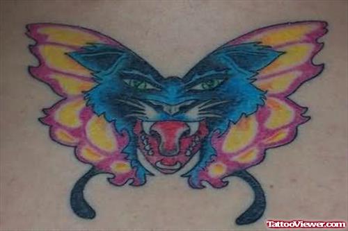 Butterfly Tattoo Colourful  Design On Back