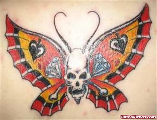Terrific Skull Butterfly Tattoo