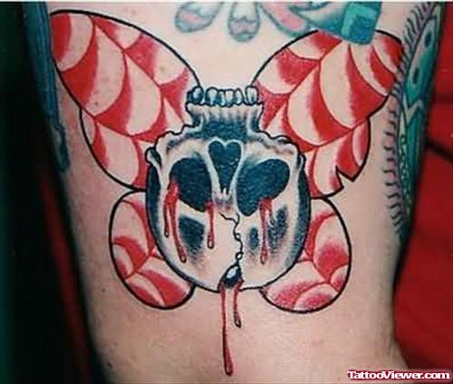 Red Colored Butterfly Tattoo