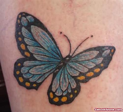 Nice Blue Butterfly Tattoo