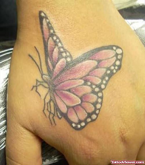Colorful Butterfly Tattoo on Hand